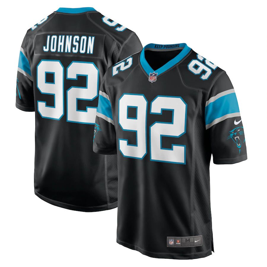 Cheap Men Carolina Panthers 92 Darryl Johnson Nike Black Game NFL Jersey